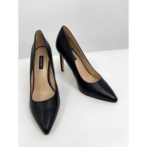 Nine West Tatiana Pointed Toe 4" Heel Pumps Leather Black 8.5 M